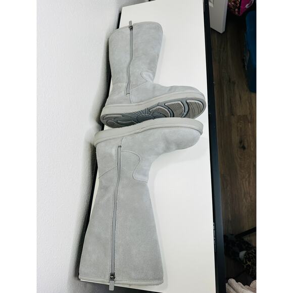 Ugg Blue Gray Alber Flat Heel Shearling Lined Suede Boot Side Zip 8 - Picture 7 of 15